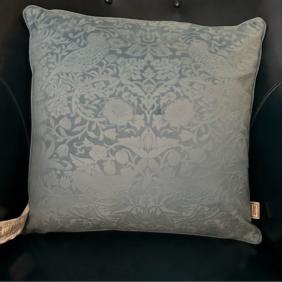 William Morris at Home Strawberry Thief 18’’ Pillow Cover Embossed Blue - Picture 1 of 4